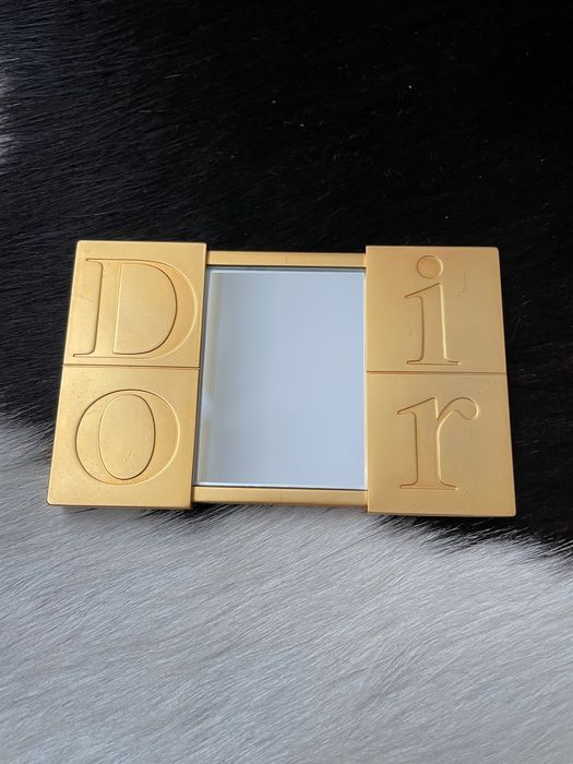 Christian Dior Vintage Złote lusterko do torebki rozsuwane