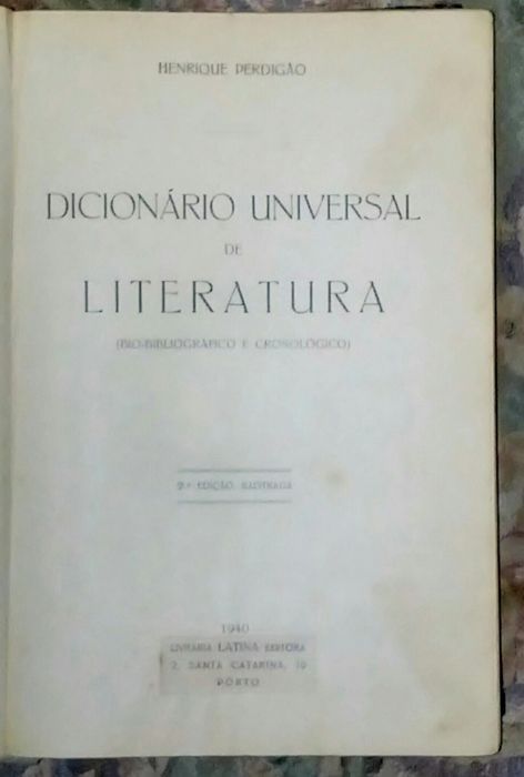 Dicionário universal de literatura 1940