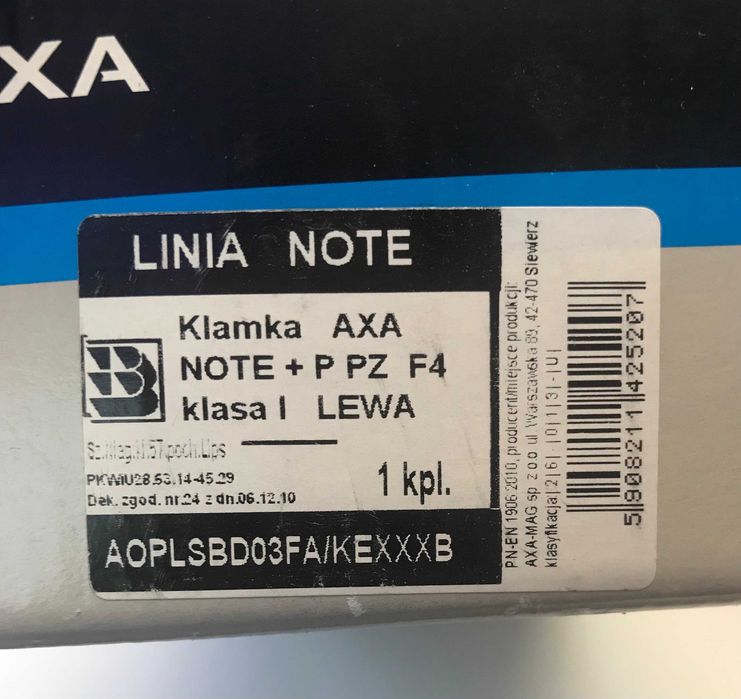 Klamko-uchwyt AXA NOTE