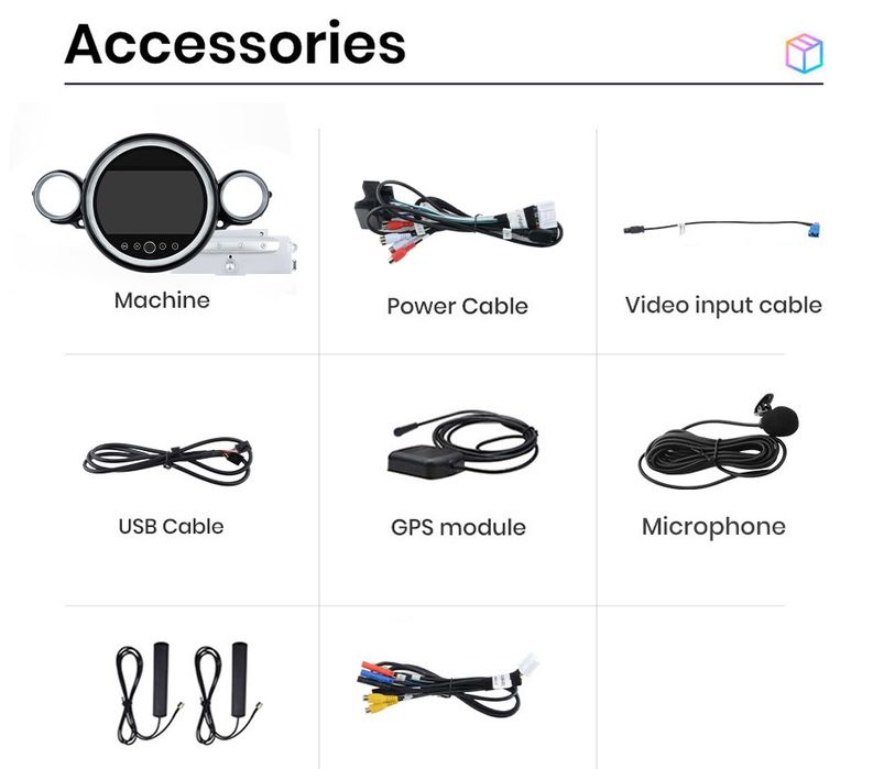 Rádio Android Mini R56 R60 8CORE 4/32GB Carplay 4G GPS controlo voz