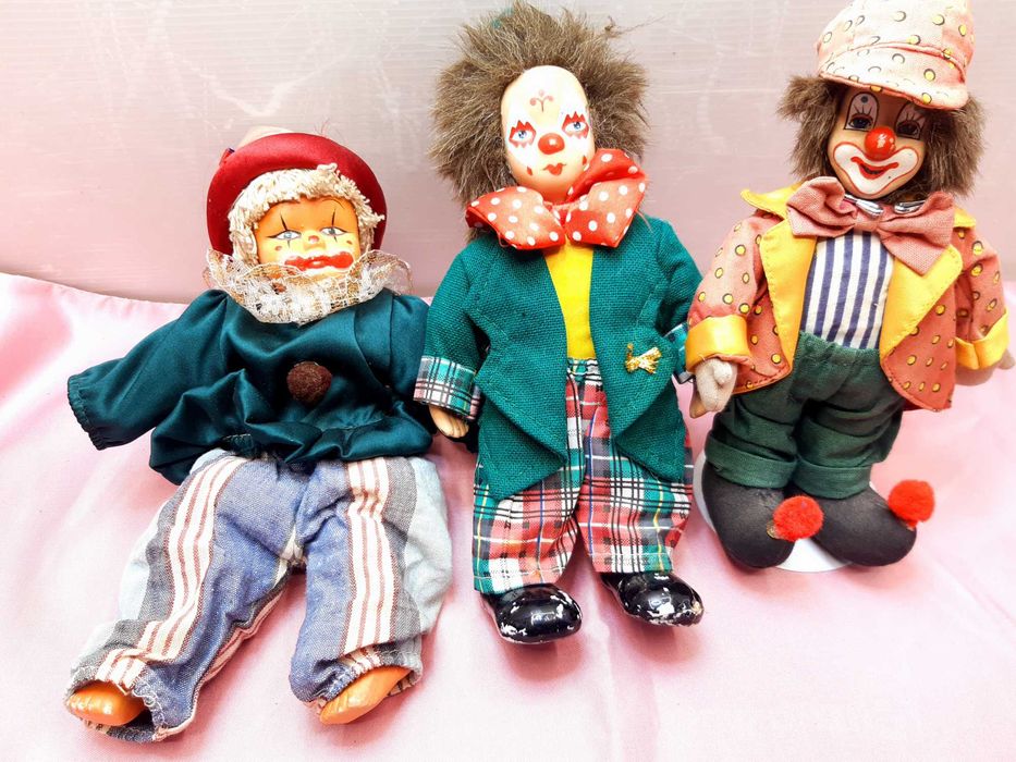 zestaw lalki 3szt clown klaun ok.20-23cm
