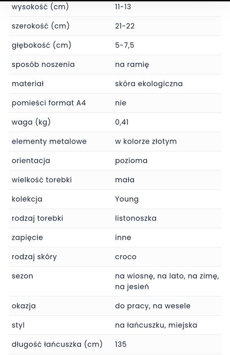 Damska listonoszka Wittchen z ekoskóry croco na łańcuszku