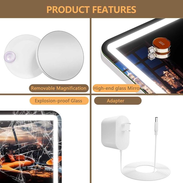 Nowe lustro LED / 120 x 75 cm / kosmetyczne / Hasipu / dotykowe / R335!