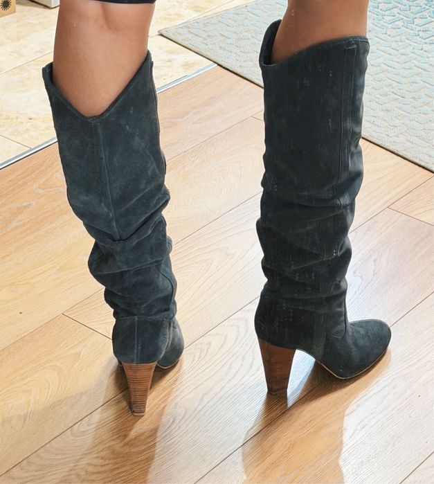 Сапоги замшеві Zara сірі 39 розмір