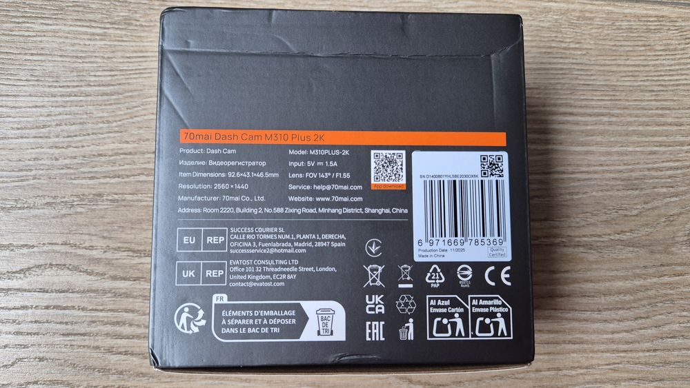 Wideorejestrator 70mai M310 plus 2K