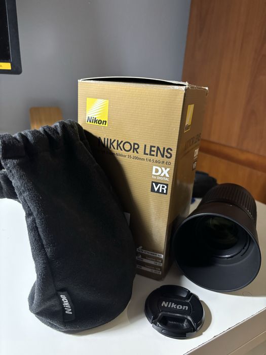 Lente objetiva Nikon Nikkor 55-200 DX - Caixa Bag ParaSol Filtros