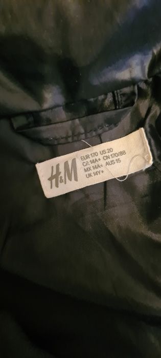 Kurtka H&M S Czarna Pikowana Odpinany Kaptur
