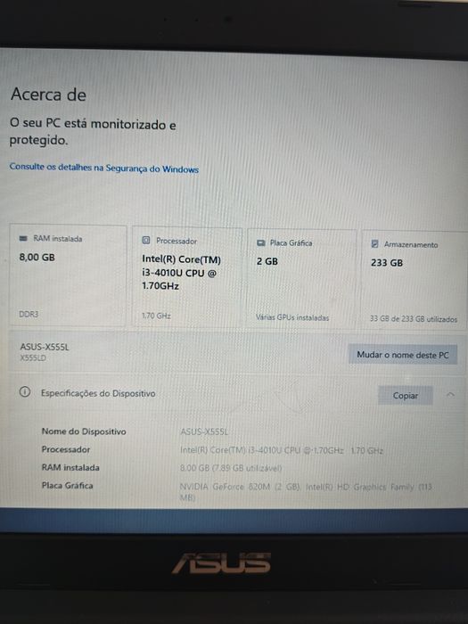 ASUS 15.6" | Core i3 | 8GB RAM | SSD 256GB | NVIDIA 2GB