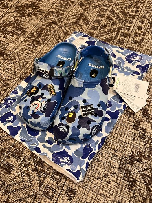 Крокси bape / бейп крокси / сині крокси / шльопанці бейп
