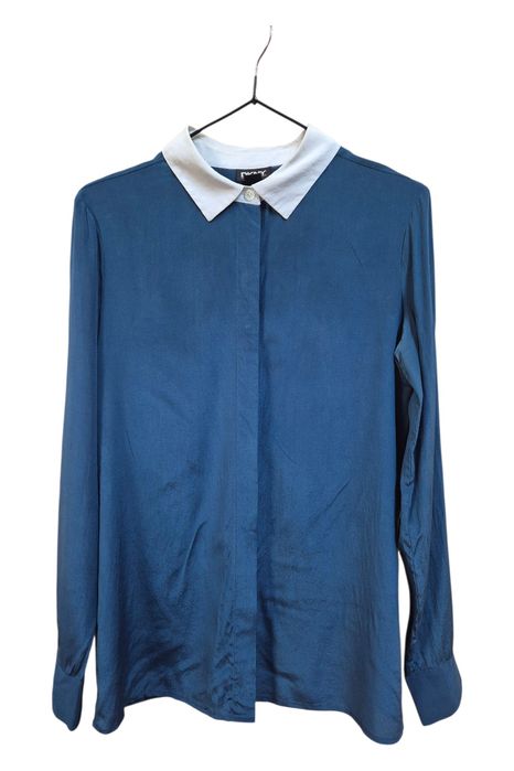 Elegancka jedwabna koszula DKNY z białym kołnierzykiem, rozmiar S