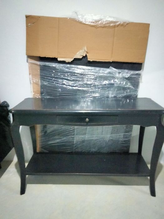 Consola 150 cm preta com espelho enorme