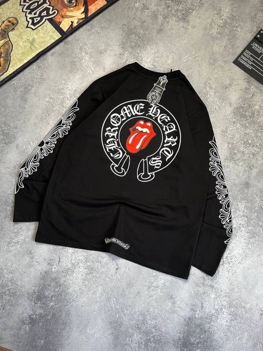 Лонгслив Chrome Hearts черный оверсайз / кофта хром хардс