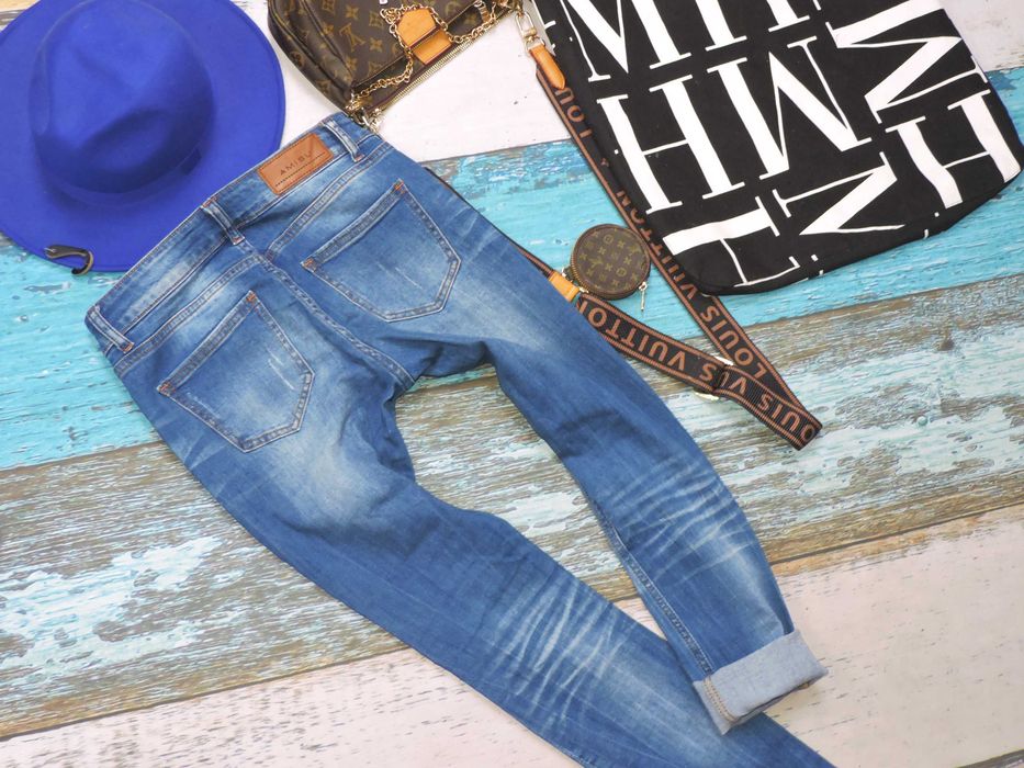 Amisu Spodnie jeans denim dziury 27