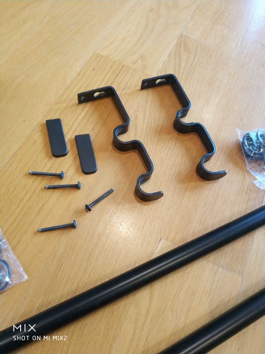 Karnisz podwójny czarny, 214cm