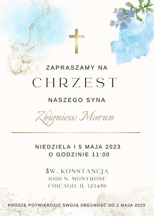 Projekt Zaproszeń na Przyjęcie okolicznościowe