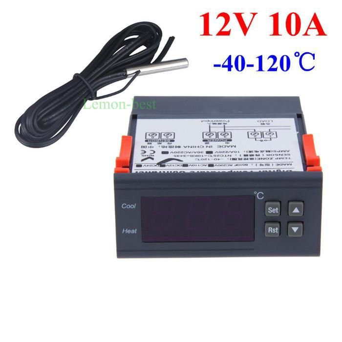 Termostato digital 12V com sensor externo