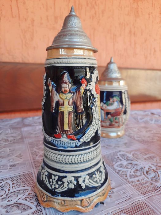 Пивные кружки.1 музыкальная. ГДР.Олово, керамика.