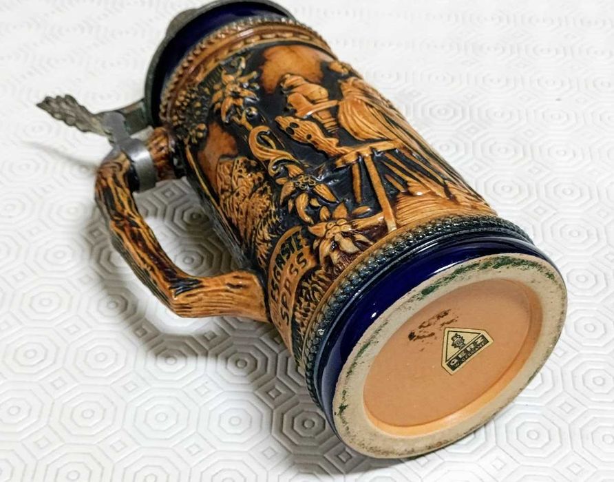 Caneco alemão de cerveja 50cl Gerz em grés e estanho