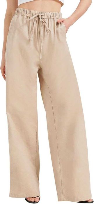Spodnie lniane damskie XL Zylioo Beżowe