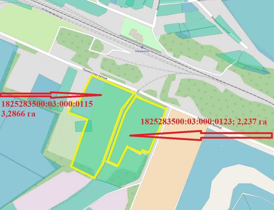 Промислова площадка із ЦМК село Зарудинці, Житомирська обл., З/Д колія