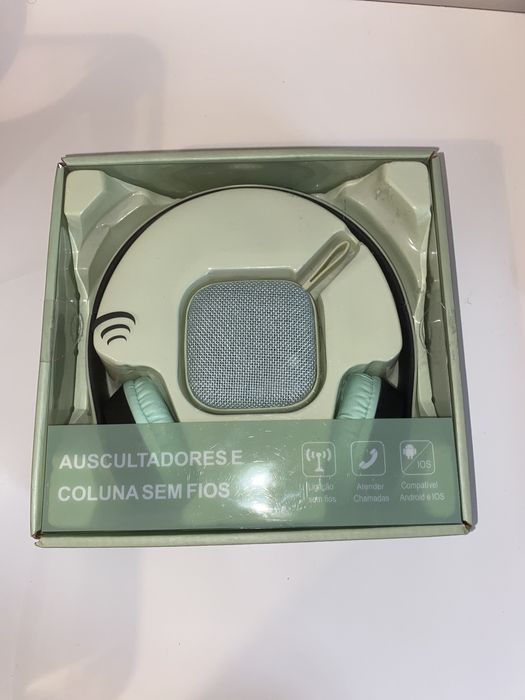 Fones e Coluna sem fios (cor menta)