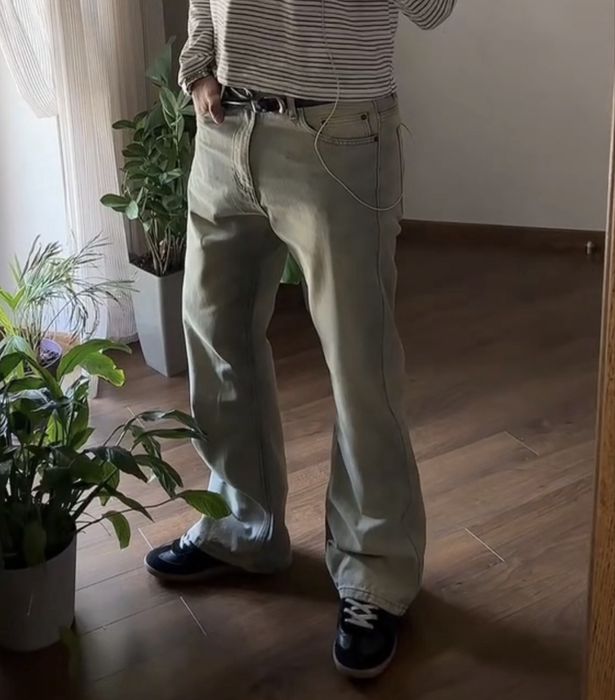 Flared washed blue Bootcut Jeans Джинси Фларед Кльош Клеш Широкі Baggy Y2k Sk8 Archive Opium Racer Jaded London Balenci Джинсы Буткат виварені Опиум