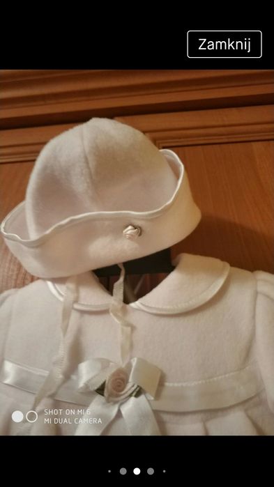 Komplet polarowy dla księżniczki do chrztu 62/68