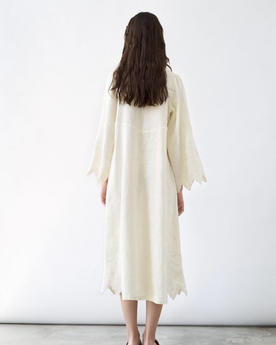 Бежева льняна сукня з вишивкою etnodim