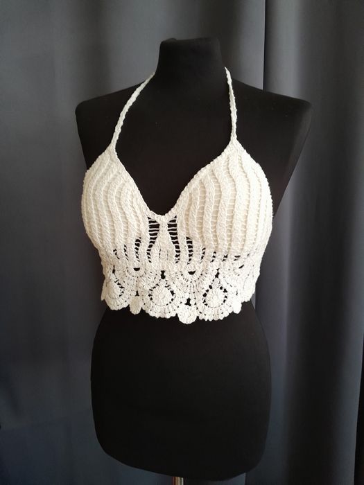 Biały azurowy top boho M/L/XL