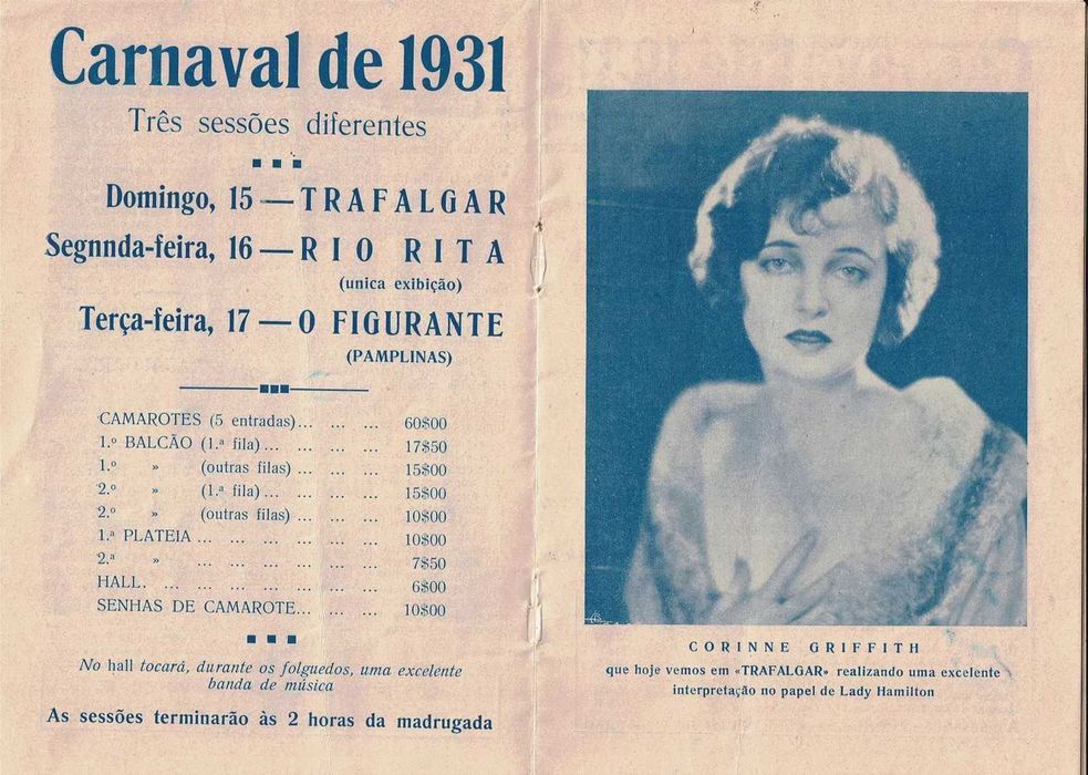 Corinne Griffith Rare original Portugal  film program 1931 Trafalgar