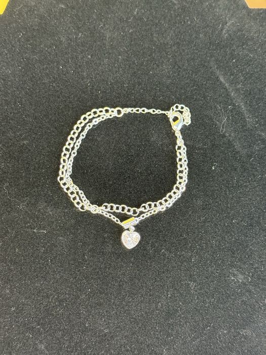 Pulseira com pendente coracao folheado a prata semijoia com garantia