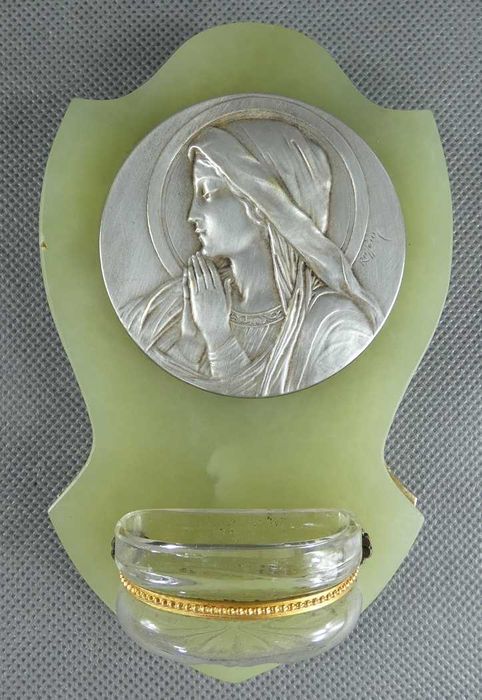 KROPIELNICA Maryja Marka Boża MADONNA alabaster mosiądz 15 cm