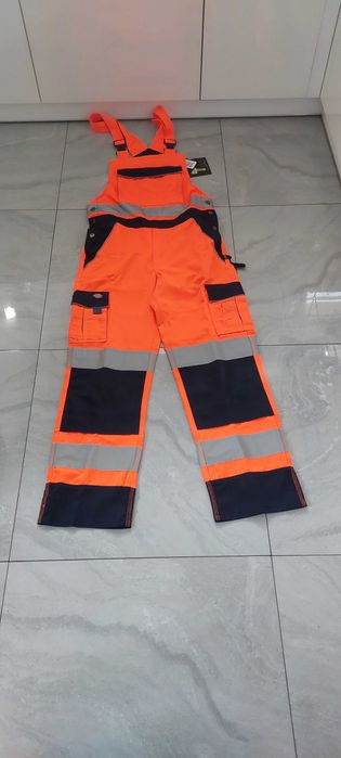 Dickies ogrodniczki robocze  pomarańczowe odblaskowe DE48