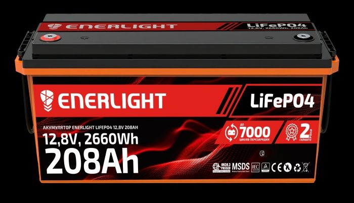 Акумулятор ENERLIGHT LiFePO4 12,8V 200Ah літій-залізо фосфатний АКБ