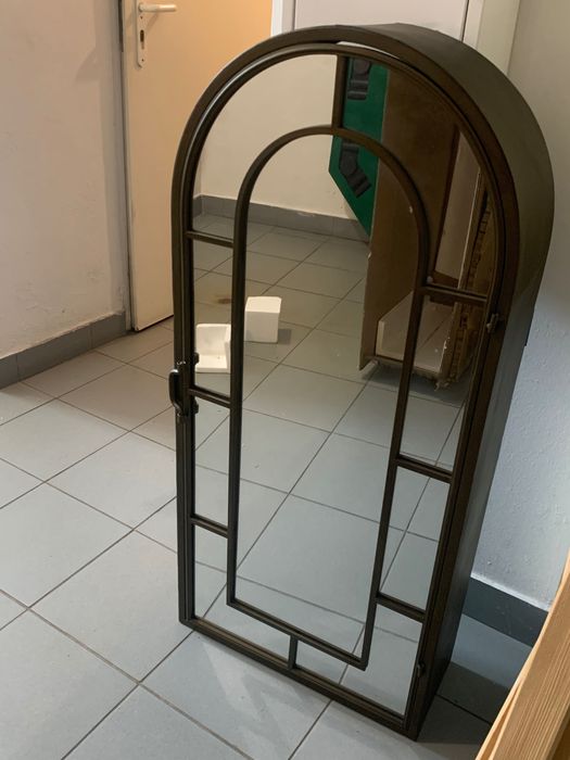 Loftowa szafka wisząca z lustrem - retro, loft, witraż