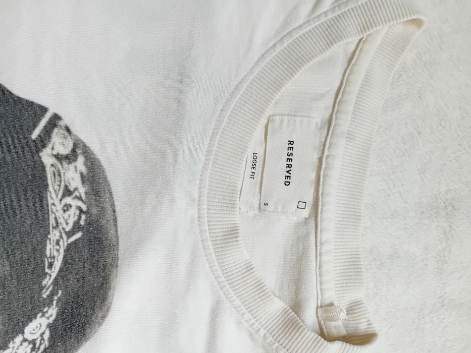 #Reserved T-shirt kremowy #Tupac