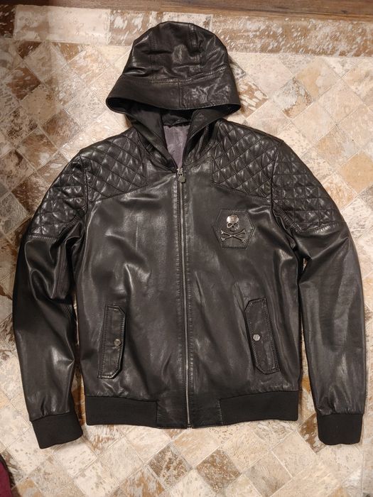 Philipp Plein Kurtka skórzana skóra Nowa