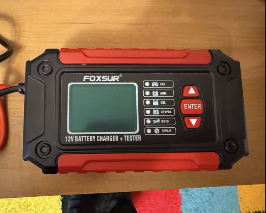 Зарядка + Тестер АКБ 2в1 Foxsur (12V 6A)