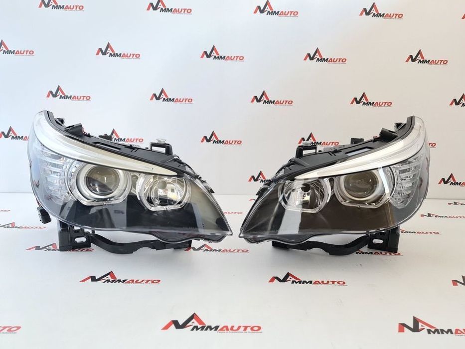 Faróis Angel Eyes BMW E60 E61 Fundo Preto
