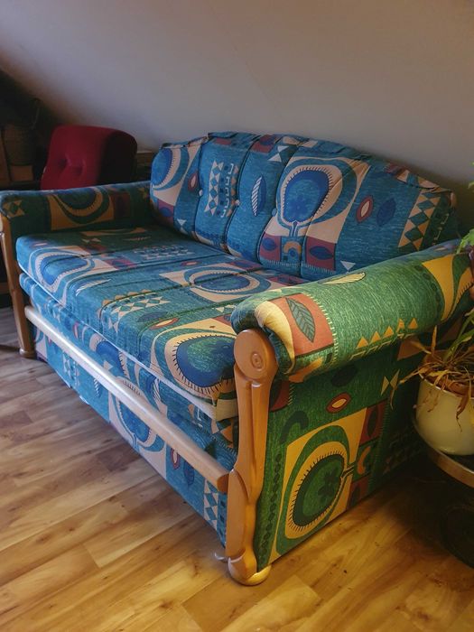 Kanapa rozkładana łóżko dla dziecka kolorowe zielone