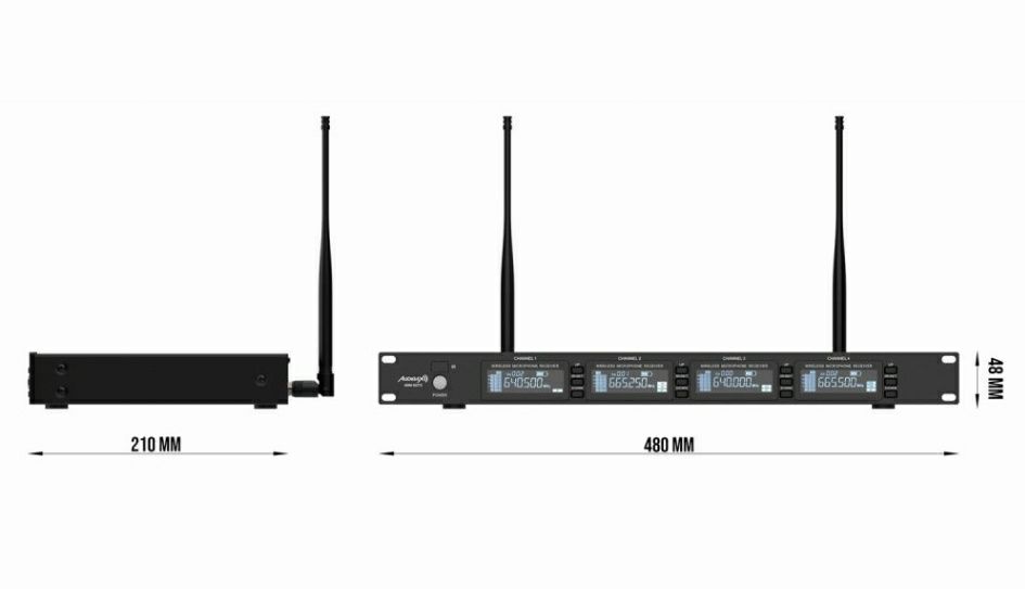 Conjunto de 4 Microfones sem fios com headset profissionais
