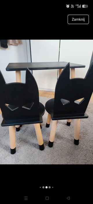 Zestaw stolik i dwa krzesełka Batman drewniane