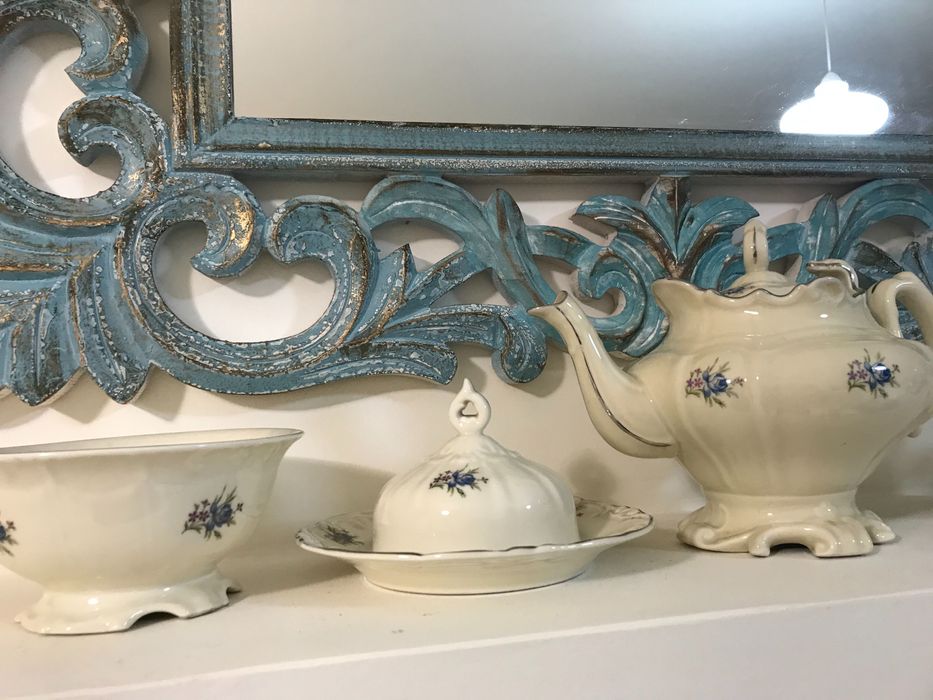 Elegante Servico Vista Alegre De Chá pé recortado raríssimo - completo