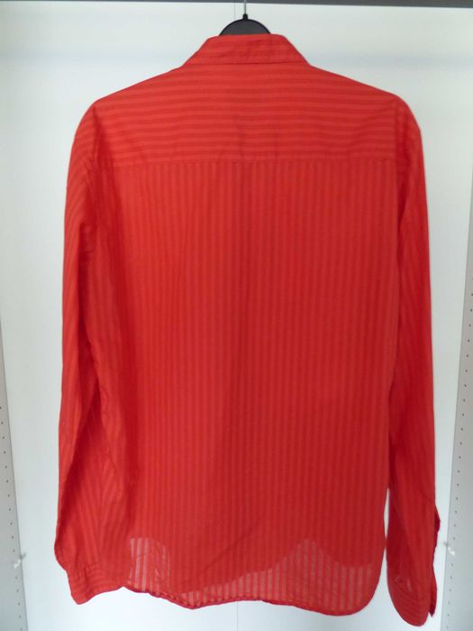 Hugo Boss Short Length czerwona bawełniana koszula z długim rękawem rozmiar M