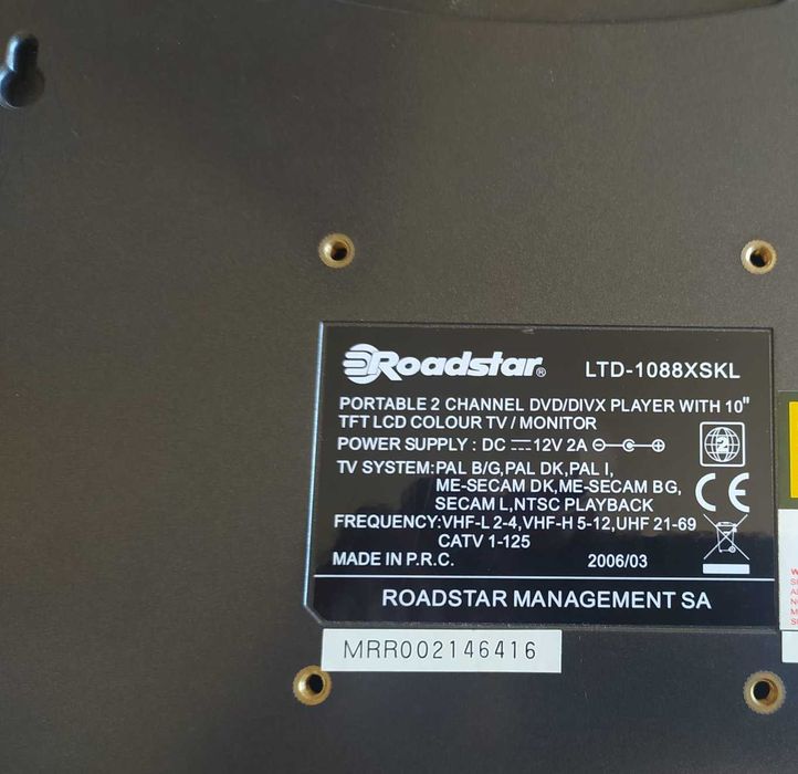 Televisor/DVD portátil Roadstar LTD-1088XSKL