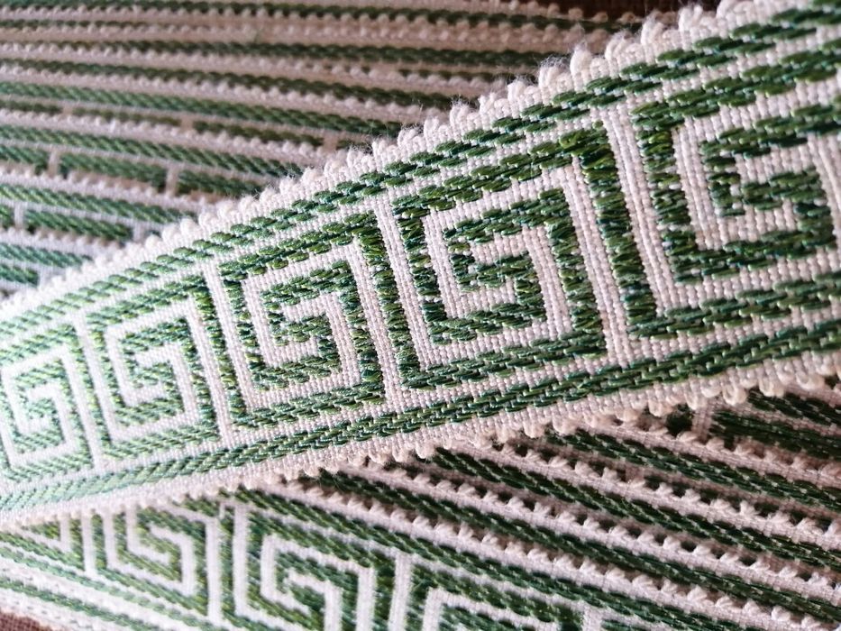 Fita galão beje e laranja algodão e seda artesanato novo