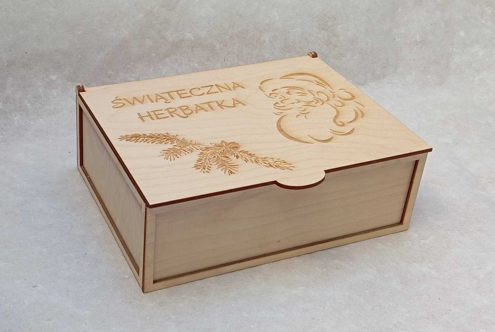 Drewniane Pudełko Na Herbatę z Grawerem Herbaciarka Na Prezent