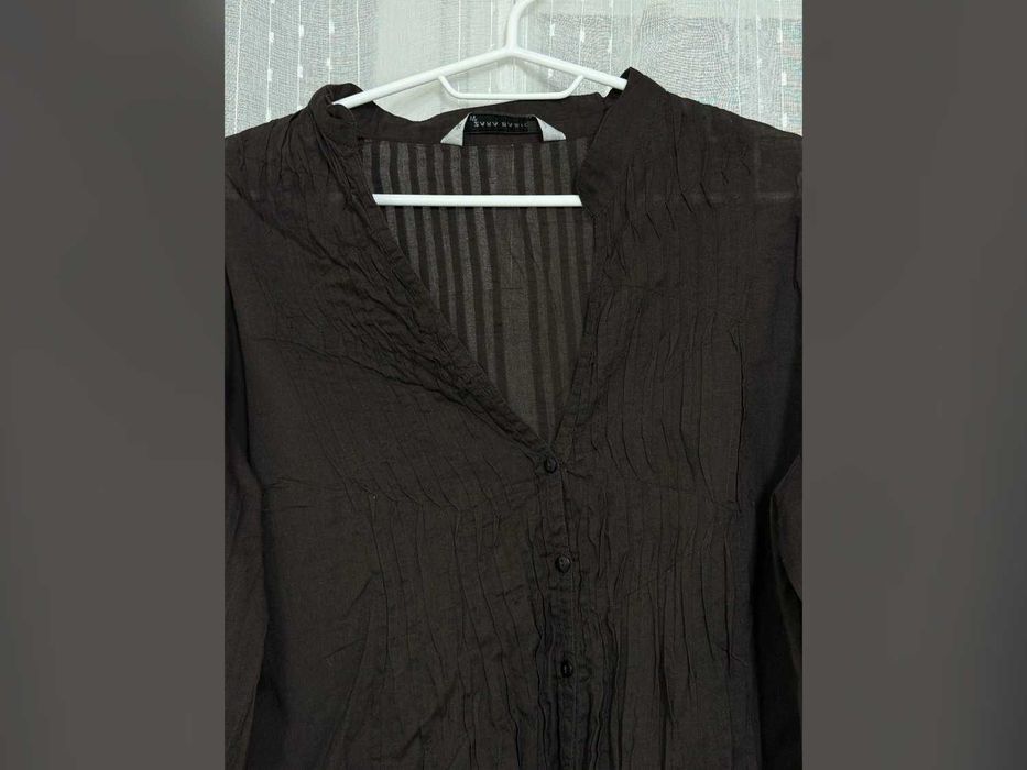 bluzka Zara brązowa bawełniana dekolt regular XL 42 14