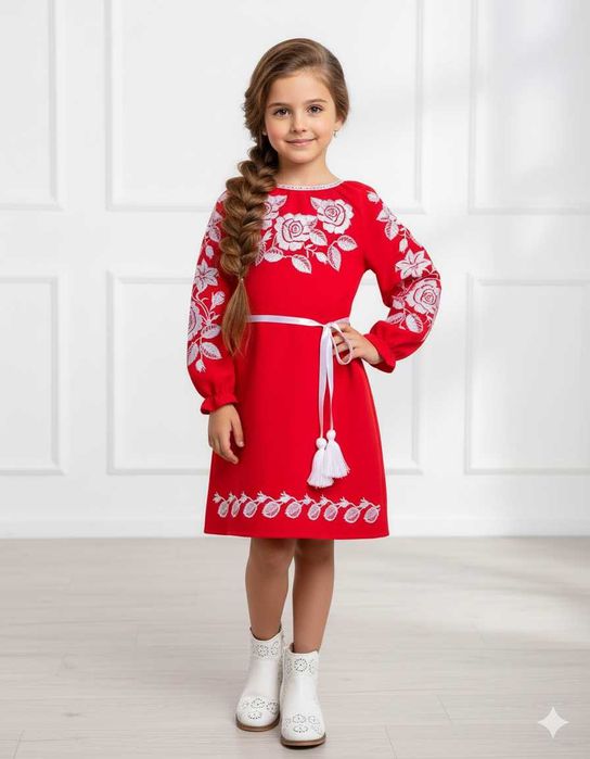 Червоне вишите плаття,  вишита сукня  на  6 років