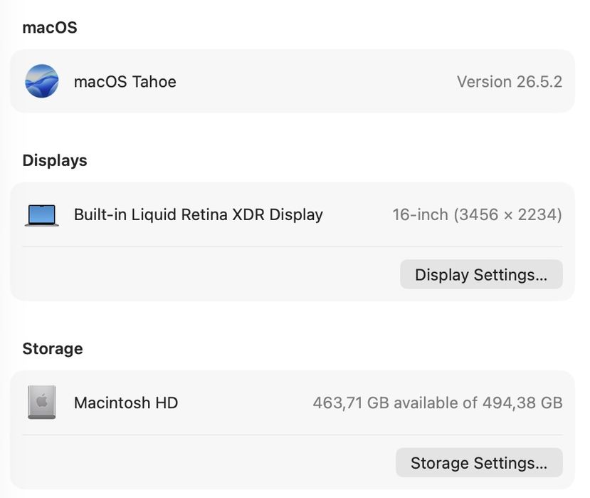 MacBook Pro 2021 16’ 32GB RAM 512GB SSD